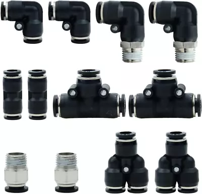 Pneumatic 5/16 OD Push To Connect Fittings Kit Air Line Quick Fittings 2 PL+2 El • $25.12