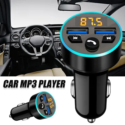 Wireless Bluetooth 50 FM Transmitter Car MP3 Player 2 USB Car Fast Charger ③ • £6.77