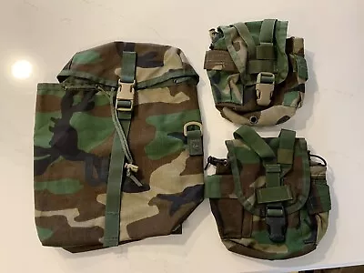 M81 Woodland Molle Sustainment Pouch And 2 Canteen/Utility Pouches • $29.99
