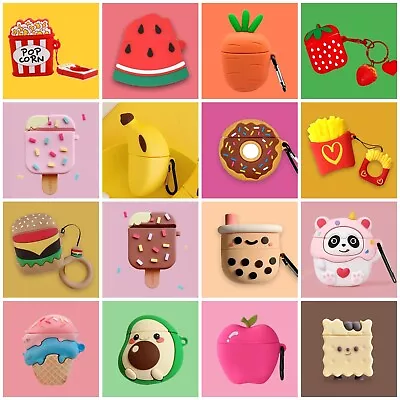 Airpods Case 3d Cute Cartoon Food Drink Design Silicone Earphone Cover Uk Stock • £8.99