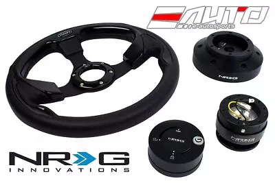 NRG 320 Pilota Leather Steering Wheel Evo VII-IX/Hub/2.0 Release Black/Lock Matt • $467.99