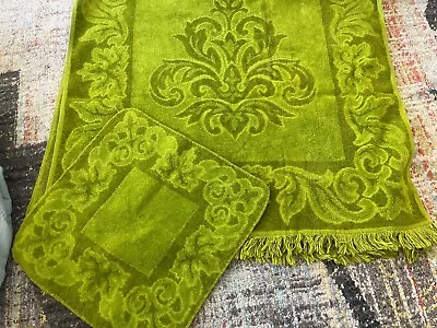 VTG MCM Green Sculpted  Bath Towel & Wash Cloth Martex • $19.99