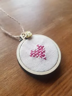 Handmade 2nd Wedding Anniversary Heart Embroidery Gift. Cotton Anniversary.  • £8