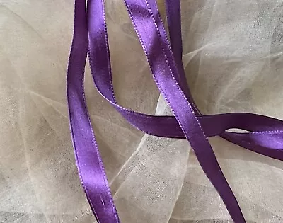 5/16” LOVELY ANTIQUE PURE SILK RIBBON TRIM VIOLET PURPLE J. C. RIBBONS 1920s • $14.90