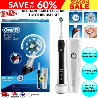 $99.50 • Buy Oral B Pro 2 2000 Electric Toothbrush - Black With Travel Case