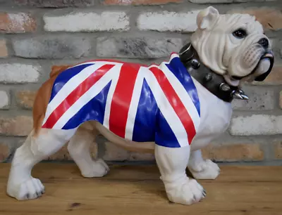 Large 39cm Tall Union Jack Standing British Bulldog Resin Figurine • £110