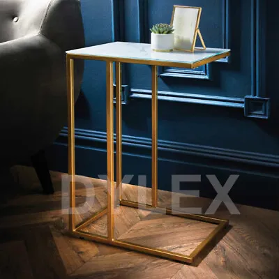 £27.99 • Buy NEW Sofa Side Table With Marble Glass Top Coffee End Table Living Room / Bedroom