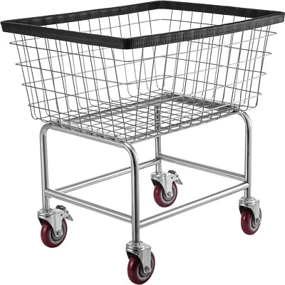 $113.99 • Buy VEVOR 2.5 Bushel Wire Laundry Cart Basket 20''x15.7''x26'' W/ 5'' Wheels