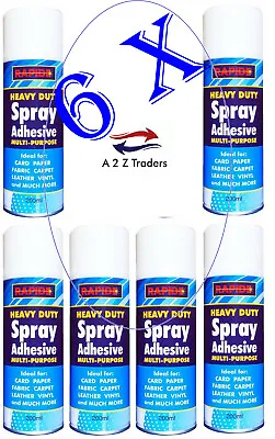 6 X Multi Purpose Heavy Duty Spray Adhesive Glue For Fabric Carpet Leather 200ML • £16.95