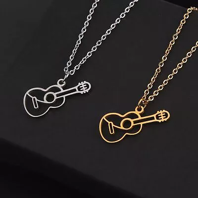 Hip Hop Rock Punk Guitar Necklace Men Musical Instrument Bass Jewelry Accessorie • $6.19