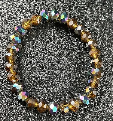 Vintage Brown AB Faceted Crystal Bead Stretch Bracelet  • $4.99