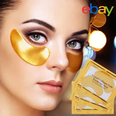 20 Pcs Under Eye Crystal Collagen Gel Pad Gold 24k Face Mask Anti Aging Wrinkle • £3.99