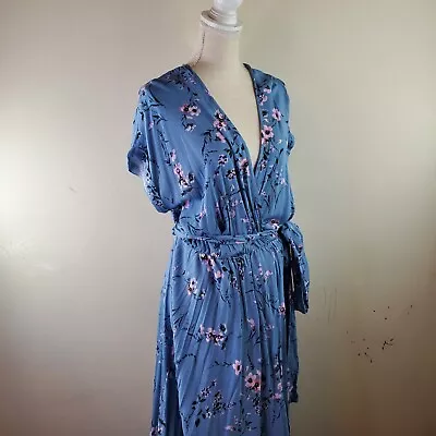 Meghan Los Angeles Womens Cornflower Blue Floral Jasmine Maxi Dress XL • $48.95