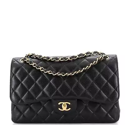 Chanel Classic Double Flap Bag Quilted Caviar Jumbo Black • $5538.50