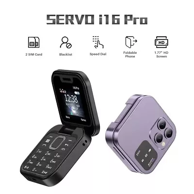 SERVO 2024 New Mini Flip Mobile Phone FM Radio Magic Voice Blacklist Speed Dial • $35