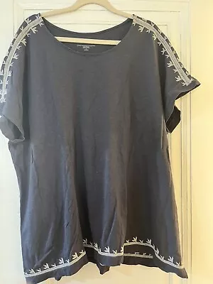 J Jill Purejill Top Blouse Tunic Shirt Women Size 2x Gray Embroidered Dolman • $27