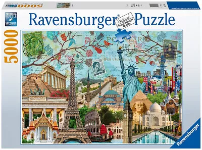 Ravensburger 17118 Jigsaw Puzzle 5000 Pieces World Sights Collage For 10 Years • $126.37