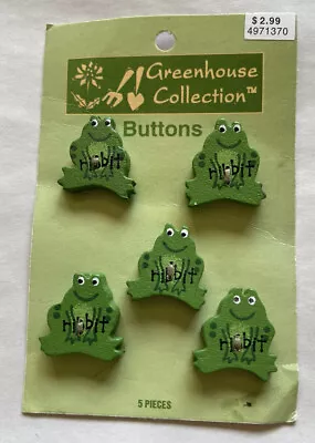 Set Of Vintage Wooden Cute Green Ribbit Frog 1” Buttons Nature • $12.50