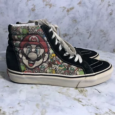 Vans Sk8-Hi Womens Size 8 Shoes Black White Mario Luigi High Top Casual Sneakers • $22