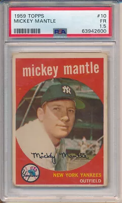 1959 Topps #10 Mickey Mantle PSA 1.5 • $300