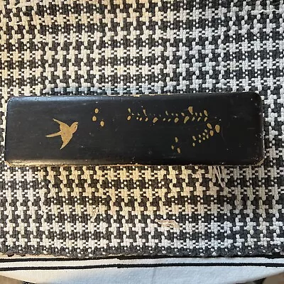 Antique Japanese Lacquer Maki-e Wooden Box Brush/Pencil Case Made In Japan 1895 • $89.95