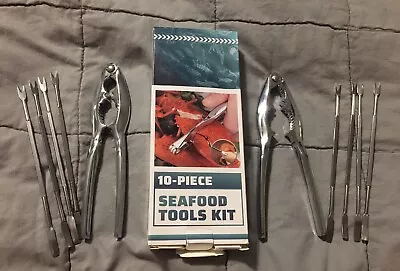 $9 • Buy 10 Pieces Seafood Tools Set Including 2 Lobster Crab Crackers 8 Forks Durable