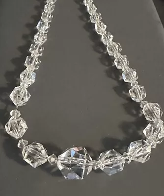 Art Deco 1920’s Multi Faceted Crystal & Sterling Necklace 19” 40 Grams Read • $75