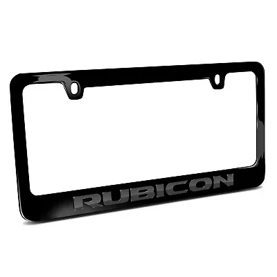 Jeep Rubicon In 3D Dark Gray Letters On Black Metal License Plate Frame • $44.99