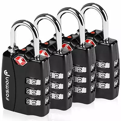 $43 • Buy TSA Approved Luggage Locks Fosmon Open Alert Indicator 3 Digit (4 Pack)