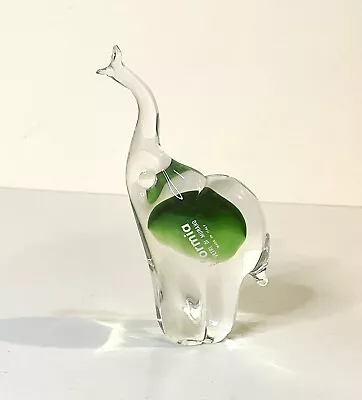 Vintage Murano Art Glass Elephant Figurine 7” Green & Clear Formia Vetri Italy • $89