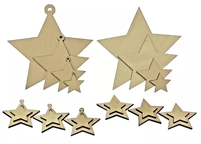 £7.71 • Buy Wooden MDF Stars Christmas Shapes Craft Blank Cut-out Plaque And Card Making 3mm