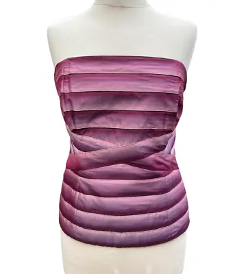 Coast Bustier Pink Purple Mix Lightly Boned Strapless Bandage Top Size UK 14 • £14.95