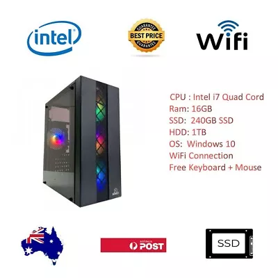 PC Office Desktop I7 3rd Quad Cord 16GBRAM 240GBSSD+1TB HDMI WiFi  Win11 • $319