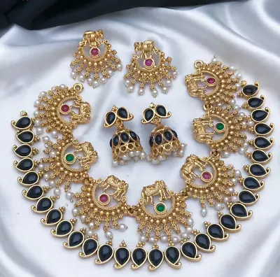 Indian Bollywood Choker Style Jewellery Set For Women's - Black • $37.29