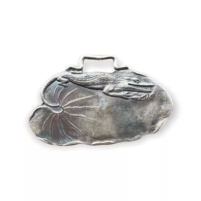 T. Foree Vintage Alligator Lily Pad Sterling Silver Luggage Tag Pendant Charm • $129.95