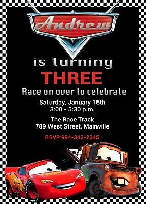 Cars Lightning McQueen Mater Race Car Birthday Party Invitation • $8.99