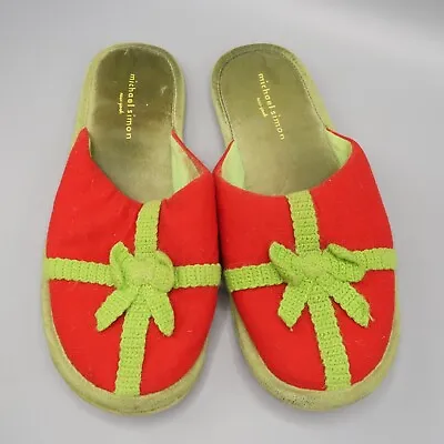 Michael Simon Gift Present Fabric Red Slip On Slide Slipper Women's Size 7 • $20