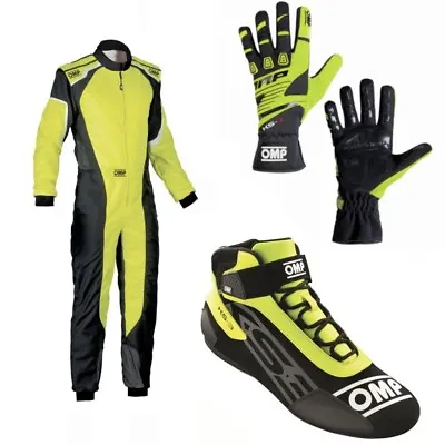 OMP Go Karting Race Suit With Free Shoes & Gloves Digitally Printed Level 2 Lime • $112.04