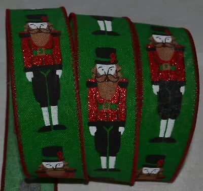 Wired Ribbon~Woven Christmas Toy Soldier~Holiday Red~Green~1.5 ~Nutcracker~Bow • $6.95