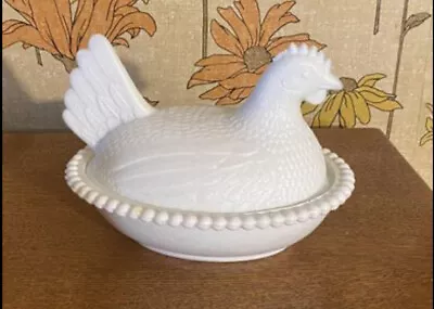 Vintage Hen On Nest White Milk Glass • $19.20