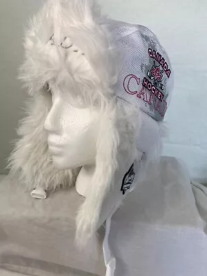 Choko Authentics Hockey Canada Trapper Mopar White Faux Fur Hat Adult One Size • $14.45