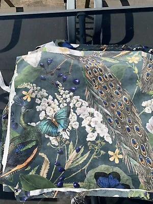 £19.99 • Buy 2KG Bag - Approx 28 Panels. Peacock Butterflies Curtain Upholster Velvet Fabric