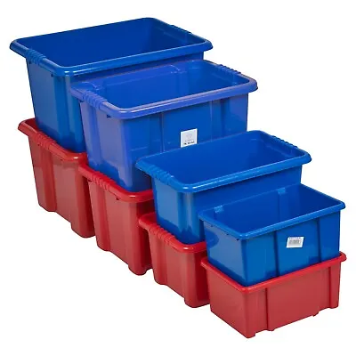 £7.49 • Buy Coloured Plastic Storage Boxes Set High Quality Stackable Container Living Room