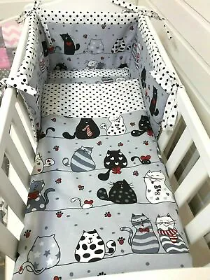 £18 • Buy Space Saver / Mini Cot Bedding Set Fits 100x50 Space Saver Cot Cats Grey And Red