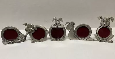 Lot Of 5 Pewter Mini Picture Frames - Dog Snail Pig Cat Bunny - Pre-owned • $24.99