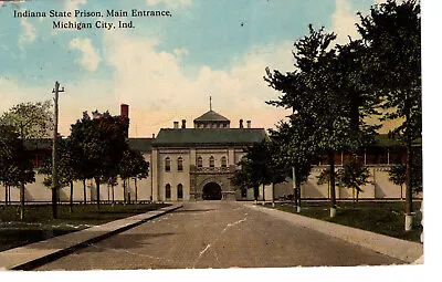 Vintage Postcard Indiana State Prison Main Entrance Michigan City C1914  -109 • $3.50