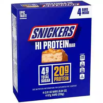 SNICKERS HI PROTEIN BAR ORIGINAL 4CT Free Shipping • $11.49