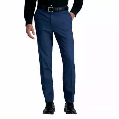 Haggar Men’s Flex Dress Pant Straight Fit Stretch Fabric Blue Tan Black Colors • $33.50