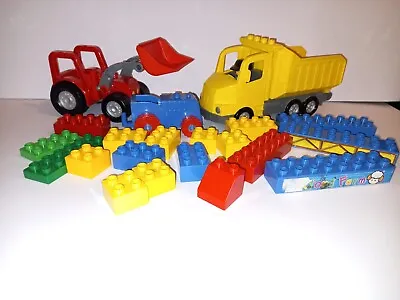2008 Lego Duplo Dump Truck & Tractor With Mixed Lot Of Building Blocks • $28.95