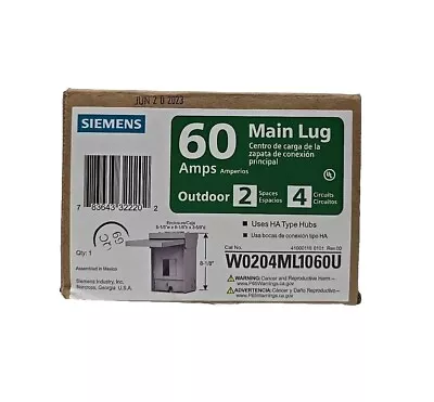 Siemens W0204ML1060U 60AMP 2Space 4Circuit Outdoor Main Lug Load Center • $39.99